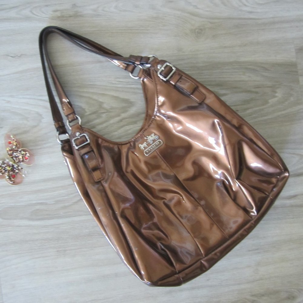 COACH - Bronze Vinyl Handbag with Two Handles